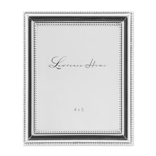 Lawrence Frames 510745 Metall-Bilderrahmen, versilbert mit zarten Perlen, 10,2 x 12,7 cm, silberfarben von Lawrence