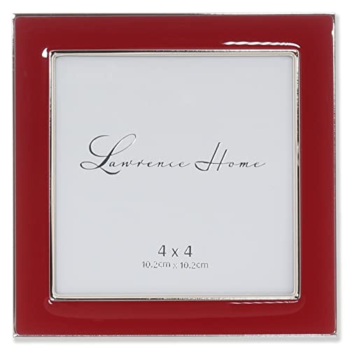 Lawrence Frames Bilderrahmen, 10,2 x 10,2 cm, Metall und rote Emaille, silberfarben von Lawrence