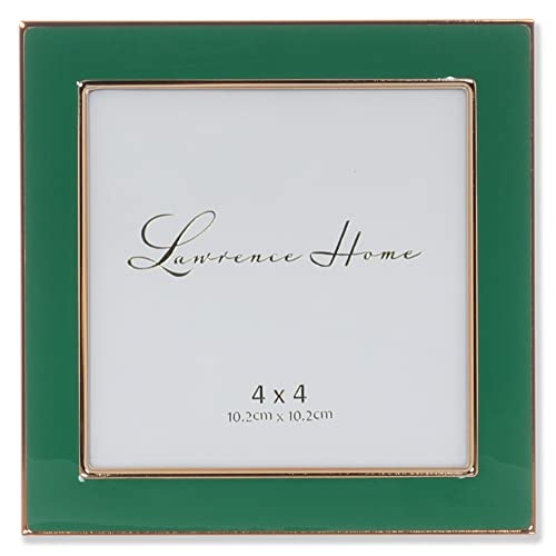 Lawrence Frames Bilderrahmen, 10,2 x 10,2 cm, goldfarben, Metall und grüne Emaille von Lawrence