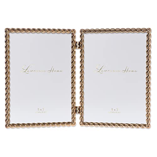 Lawrence Frames Bilderrahmen, 12,7 x 17,8 cm, aufklappbar, Doppelguss-Metall, goldfarbenes Seil-Design Lawrence Frames Bilderrahmen, 12,7 x 17,8 cm, aufklappbar, Doppelguss-Metall, goldfarbenes Seil-Design von Lawrence