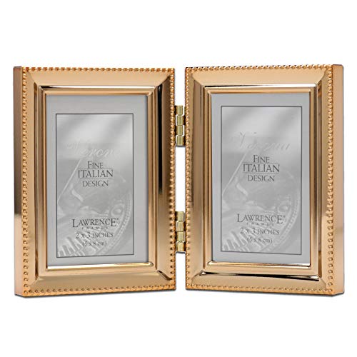 Lawrence Frames Klassische Perlen Bilderrahmen, Metall, Gold, 2.5x3.5 Double, 2 von Lawrence