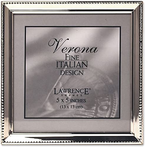 Lawrence Frames 11655 Bilderrahmen, poliertes Silber, 12,7 x 12,7 cm, Perlenbordüre von Lawrence