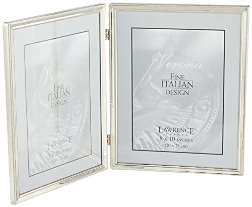 Lawrence Frames Doppel-Bilderrahmen, 20,3 x 25,4 cm, mit Scharnier und Perlenbordüre von Lawrence Frames