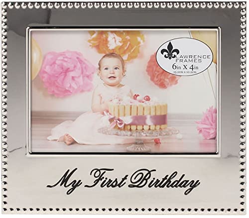 Lawrence Frames 4x6 My First Birthday Picture Frame Bilderrahmen für den ersten Geburtstag, 10 x 15 cm, Silber von Lawrence