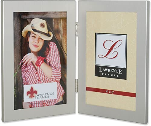 Lawrence Frames Doppel-Bilderrahmen, Metall, gebürstet, silberfarben 4 by 6 Double Silber von Lawrence