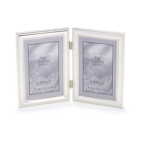 Lawrence Frames Hinged Double (Vertical) Metal Picture Frame Silver-Plate with Delicate Beading, 4 by 6-Inch von Lawrence