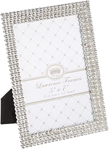 Lawrence Frames 5x7 Juliet Silver Metal Frame with Crystals Bilderrahmen, Metall, Silber von Lawrence