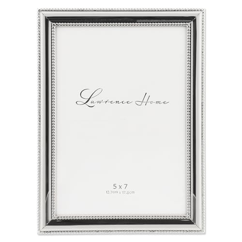 Lawrence Frames 510757 Metall-Bilderrahmen, versilbert mit zarten Perlen, 12,7 x 17,8 cm von Lawrence