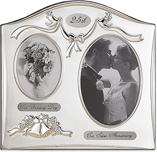 Lawrence Frames Satin Silver and Brass Plated 2 Opening Picture Frame, 25th Anniversary Design von Lawrence