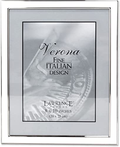 Lawrence Rahmen versilbert Metall mit Emaille Bilderrahmen, versilbert, weiß, 8 by 10 von Lawrence