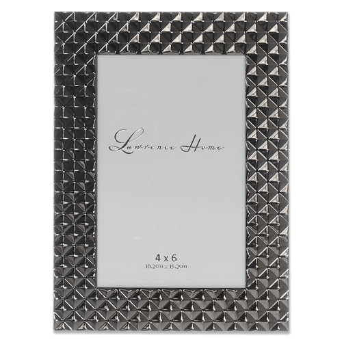 Lawrence Frames Bilderrahmen aus poliertem Metall, Rautenmuster, 10 x 15 cm, Schwarz von Lawrence