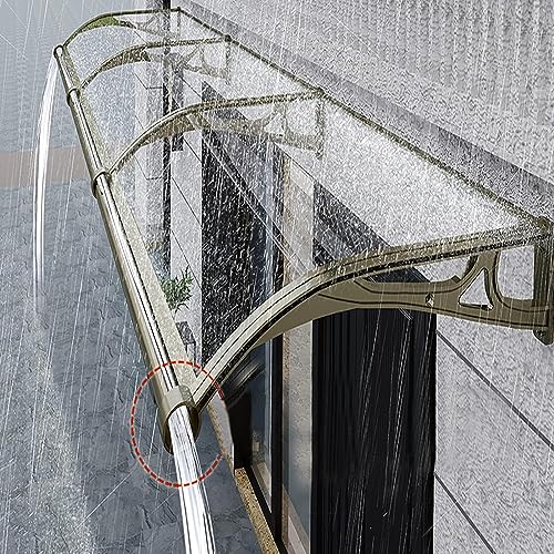 Gebogenes Fenster-/Türvordach mit Waschbecken aus Aluminiumlegierung, UV-Schutz für Terrasse und Veranda, transparente Abdeckung aus Polycarbonat, 60/80/100/120 cm, skalierbare Regenschutzabdeck von LaxTo