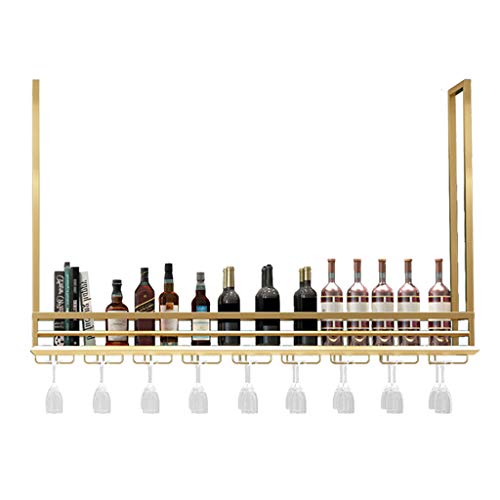 LaxTo Weinregale, Bar-Dekoration, Wandmontage aus Metall, hängendes Weinglasregal und Weinflaschenhalter, Aufbewahrungsregale für Stielgläser, für Bar/Küche/Schrank, goldenes Organizer-Dekor (100 cm) von LaxTo