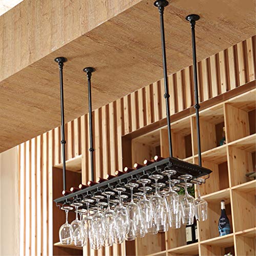 LaxTo Weinregale, industrielles hängendes Weinglasregal, Kelch- und Stielglashalter, Dekoration, Regal, Organizer für Bars, Wohnzimmer, Küchen (schwarz, 60 x 35 cm) von LaxTo