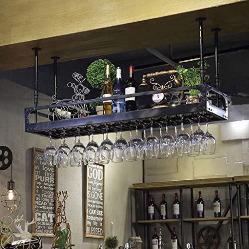 LaxTo Weinregale für die Decke, Industrie, Bar, Weinglas, Hängeregal/Metall, Industrie-Dekoration, Regal/Schrank, Organizer, Heimdekoration, Retro-Dekor (Bronze, 80 x 30 cm) von LaxTo