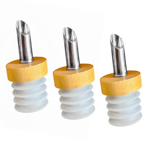 Ausgießer in Holz und Edelstahl, Korken Flaschenausgießer – Eleganter 2cl Öl & Spirituosen Dosierer – Robuster Weinausgießer Essig öl ausgießer, portionierer für Flaschen x3 Set von Layba