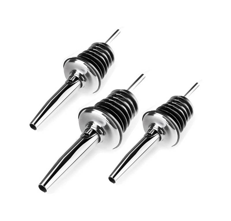 Layba Flaschenausgießer Ausgießer Spirituosen Dosierer aus Edelstahl mit Gummidichtung, Set, 3-St., 3 Edelstahl/Korken Flaschenausgießer von Layba