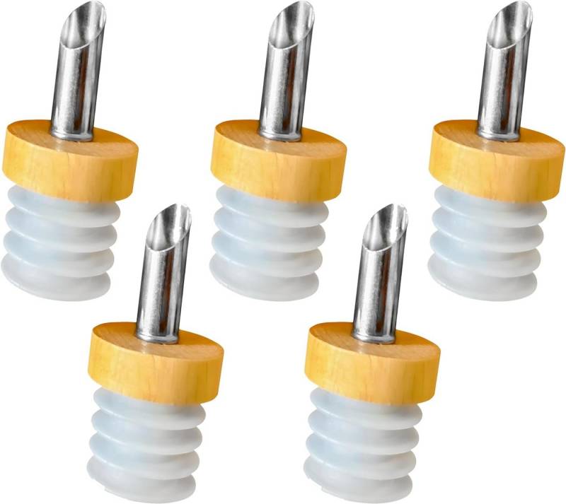 Layba Flaschenausgießer Flaschenausgießer Essig Öl Spirituosen Ausgießer für Flaschen, Set, 5-St., 5 Holz Ausgießer von Layba