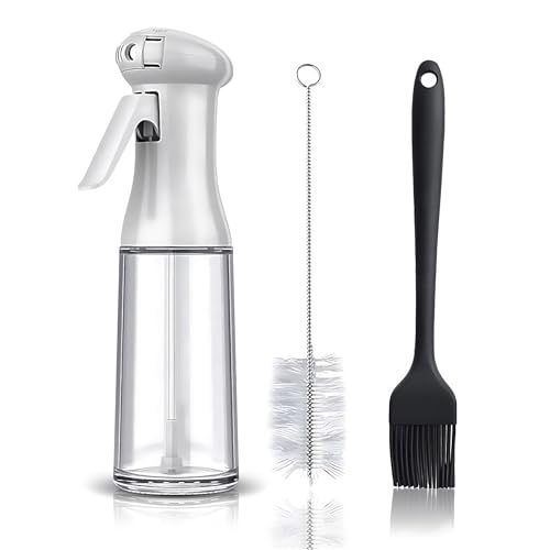 Layba Sprüher 200ml Öl-Sprühflasche für Kochen Ölsprüher Glas für Olivenöl, Essig, Essig-Öl Spray Perfekt für Braten Oder Grill, Kontrollierter Ölspray mit Verschlusskappe, Wiederbefüllbar (Weiß) von Layba