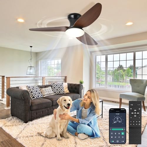 Deckenventilator mit Beleuchtung und Fernbedienung, App Steuerung, 100cm Deckenlampe mit Ventilator Leise, LED Lampe Ventilator mit Umkehrbarer DC Motor, 6 Gang, für Schlafzimmer Wohnzimmer von Laybasic