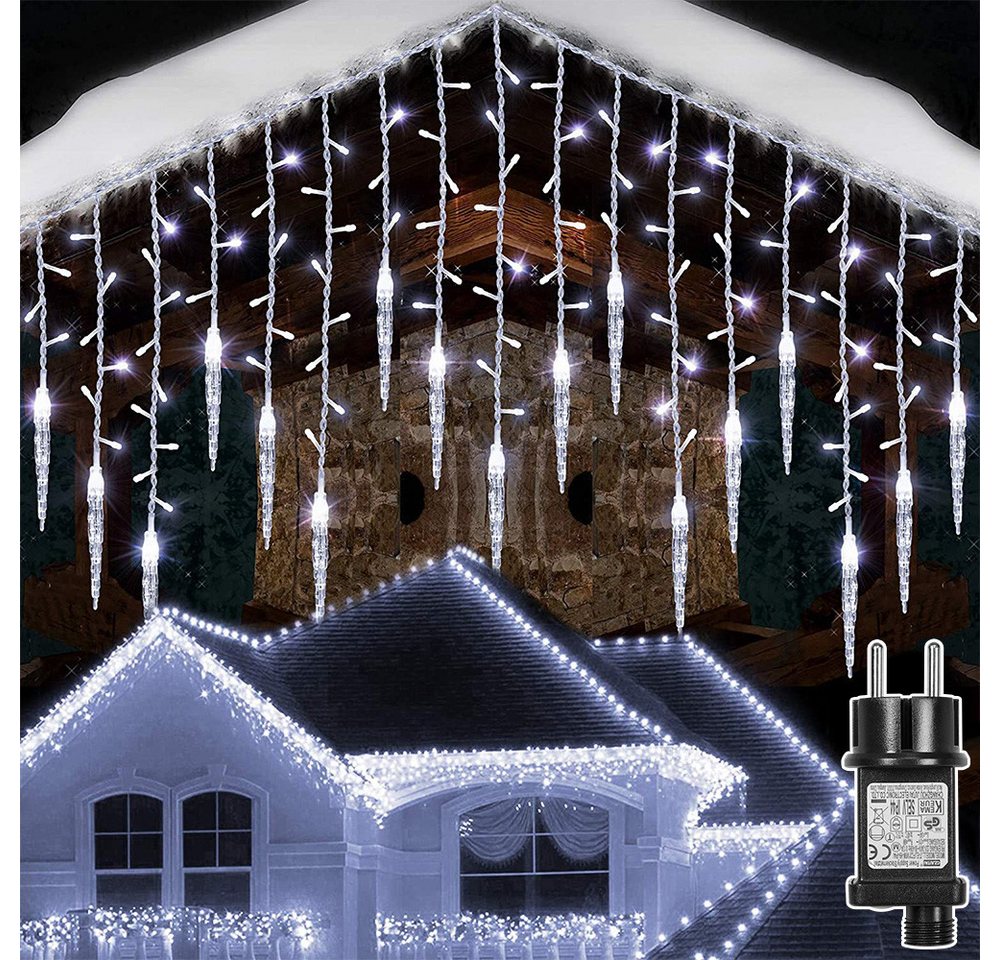 Laybasic LED-Lichtervorhang LED-Lichterkette Weihnachtsdeko, 8 Modi, 16 Eiszapfen Lichterkette Laybasic LED-Lichtervorhang LED-Lichterkette Weihnachtsdeko, 8 Modi, 16 Eiszapfen Lichterkette von Laybasic