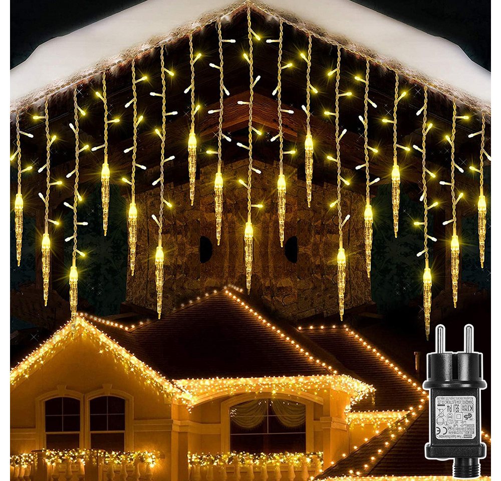 Laybasic LED-Lichtervorhang LED-Lichterkette Weihnachtsdeko, 8 Modi, 16 Eiszapfen Lichterkette Laybasic LED-Lichtervorhang LED-Lichterkette Weihnachtsdeko, 8 Modi, 16 Eiszapfen Lichterkette von Laybasic