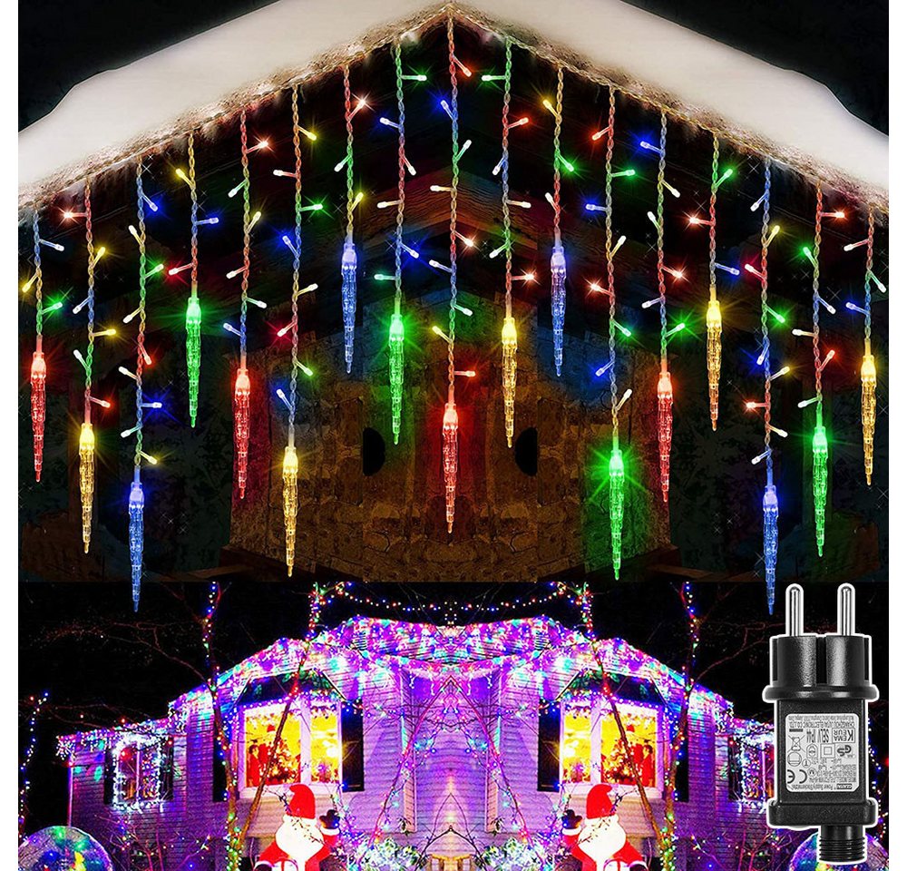 Laybasic LED-Lichtervorhang LED-Lichterkette Weihnachtsdeko, 8 Modi, 16 Eiszapfen Lichterkette Laybasic LED-Lichtervorhang LED-Lichterkette Weihnachtsdeko, 8 Modi, 16 Eiszapfen Lichterkette von Laybasic