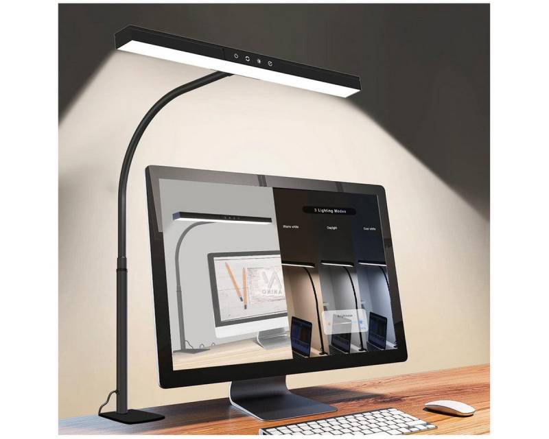 Laybasic LED Schreibtischlampe LED Schreibtischlampe Dimmbar 1100 Lumen 5 Helligkeit Klemmlampe 12W, Tageslichtlampe für Home Office Reading Studie von Laybasic