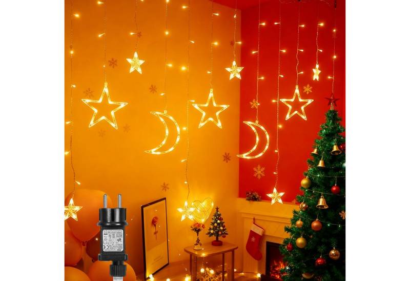 Laybasic Lichtervorhang LED Lichtervorhang Sternen und Monden Lichterkette Ramadan, Weihnachten, Timer, Speicherfunktion, Energiesparende Laybasic Lichtervorhang LED Lichtervorhang Sternen und Monden Lichterkette Ramadan, Weihnachten, Timer, Speicherfunktion, Energiesparende von Laybasic