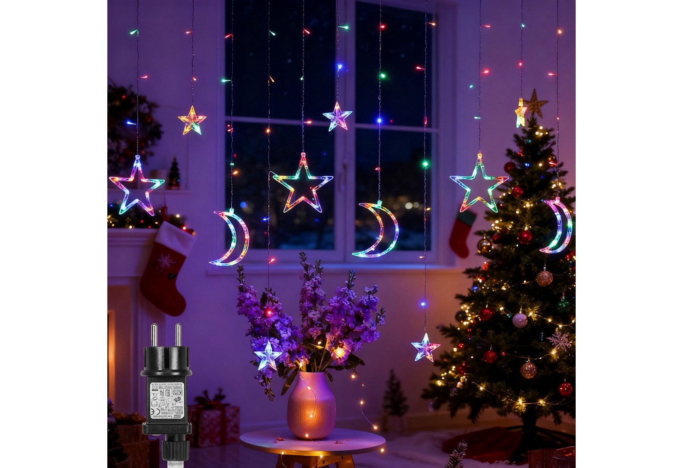 Laybasic Lichtervorhang LED Lichtervorhang Sternen und Monden Lichterkette Ramadan, Weihnachten, Timer, Speicherfunktion, Energiesparende Laybasic Lichtervorhang LED Lichtervorhang Sternen und Monden Lichterkette Ramadan, Weihnachten, Timer, Speicherfunktion, Energiesparende von Laybasic