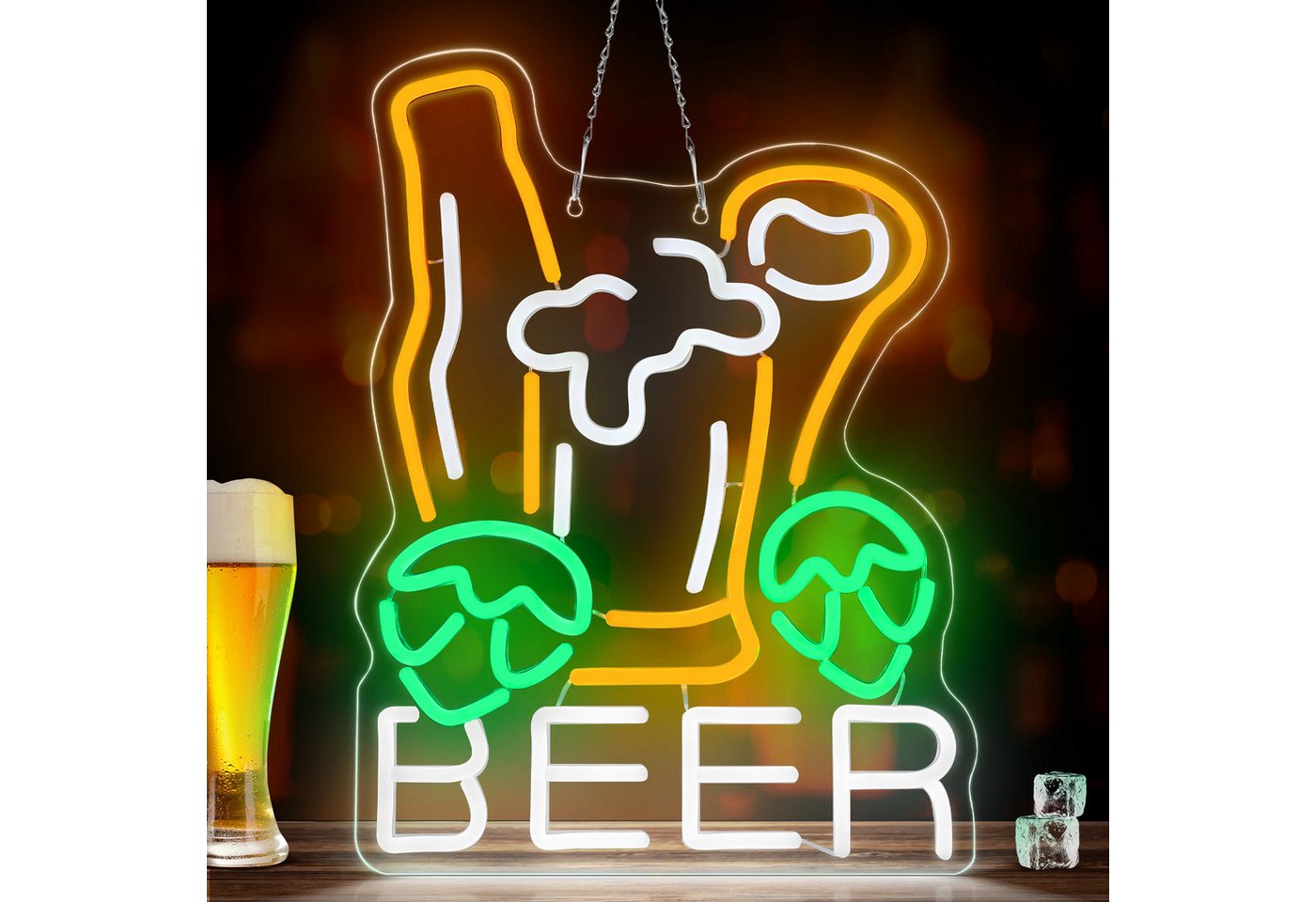 Laybasic Nachtlicht Beer Neon Schilder, 6 Helligkeit Einstellen, USB Batterie Gepierct, 30×60cm,für Bar Party Nachtclub Deko Geschenk Laybasic Nachtlicht Beer Neon Schilder, 6 Helligkeit Einstellen, USB Batterie Gepierct, 30×60cm,für Bar Party Nachtclub Deko Geschenk von Laybasic