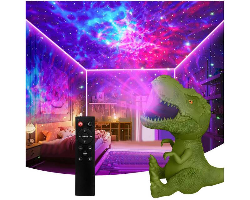 Laybasic Nachtlicht Dinosaurier Sternenhimmel Galaxie Projektor für Kinder Erwachsene, Timer Fernbedienung 8 Farben Nebel von Laybasic