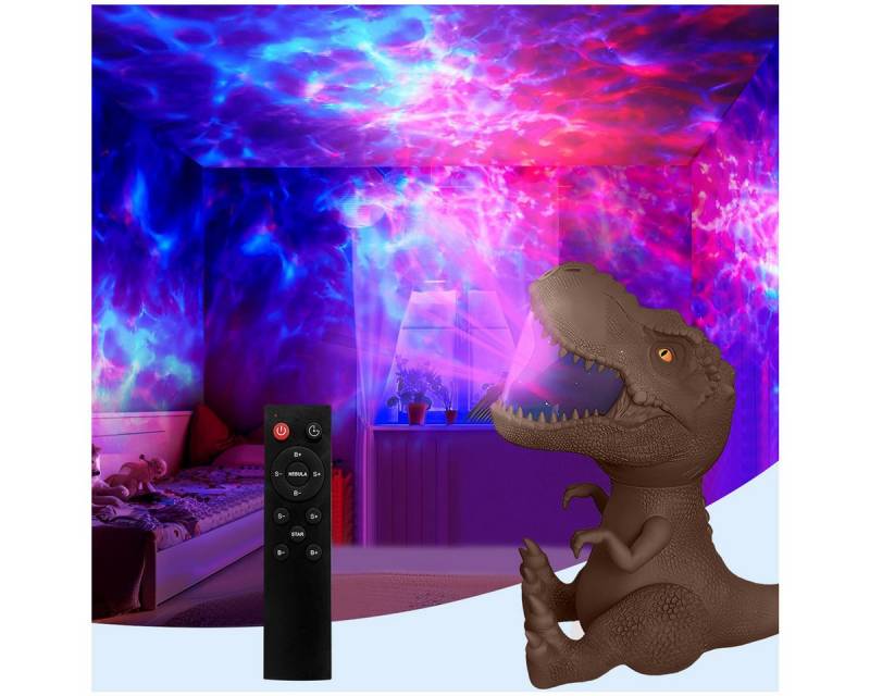 Laybasic Nachtlicht Dinosaurier Sternenhimmel Galaxie Projektor für Kinder Erwachsene, Timer Fernbedienung 8 Farben Nebel von Laybasic