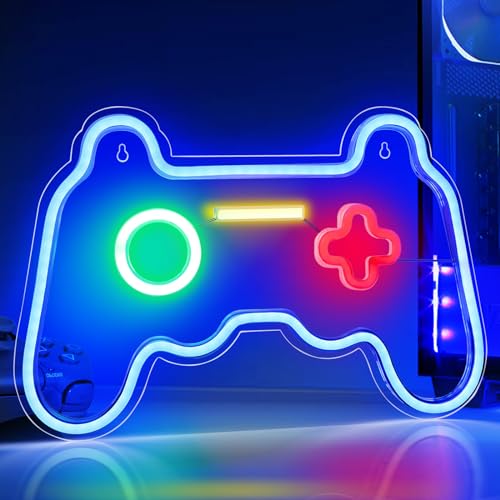 Laybasic Spiel Leuchtreklame, Game LED Neonschild, Neon Gamepad Schild für Gaming Room Spielzimmer Schlafzimmer Spielbereich Wanddeko Kinder Geschenk, 41x27cm von Laybasic