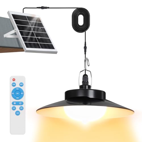 Solarlampen Außen mit Bewegungsmelder Hängend, Extra Hell LED Solar Hängeleuchte Lange Betriebsdauer mit 4000mAh Akku, 5 Modi, Timer, IP65 für Garten Terrasse Balkon Innen(1 Lampe, Warmweiß) von Laybasic