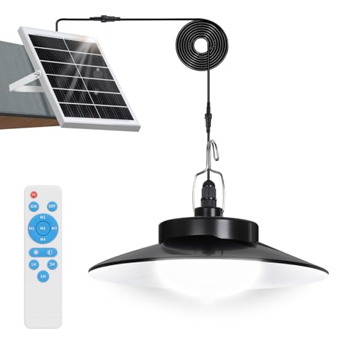 Solarlampen Außen mit Bewegungsmelder Hängend, Extra Hell LED Solar Hängeleuchte Lange Betriebsdauer mit 4000mAh Akku, 5 Modi, Timer, IP65 für Garten Terrasse Balkon Innen(1 Lampe, Weiß) von Laybasic