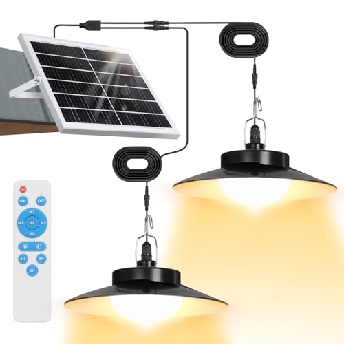 Solarlampen Außen mit Bewegungsmelder Hängend, Extra Hell LED Solar Hängeleuchte Lange Betriebsdauer mit 4000mAh Akku, 5 Modi, Timer, IP65 für Garten Terrasse Balkon Innen(2 Lampe, Warmweiß) von Laybasic