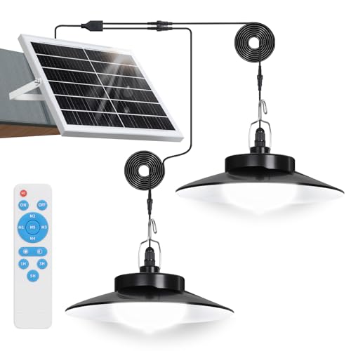 Solarlampen Außen mit Bewegungsmelder Hängend, Extra Hell LED Solar Hängeleuchte Lange Betriebsdauer mit 4000mAh Akku, 5 Modi, Timer, IP65 für Garten Terrasse Balkon Innen(2 Lampe, Weiß) von Laybasic
