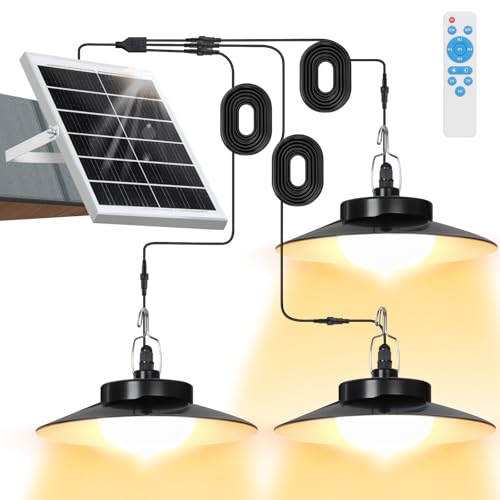 Solarlampen Außen mit Bewegungsmelder Hängend, Extra Hell LED Solar Hängeleuchte Lange Betriebsdauer mit 4000mAh Akku, 5 Modi, Timer, IP65 für Garten Terrasse Balkon Innen(3 Lampe, Warmweiß) von Laybasic