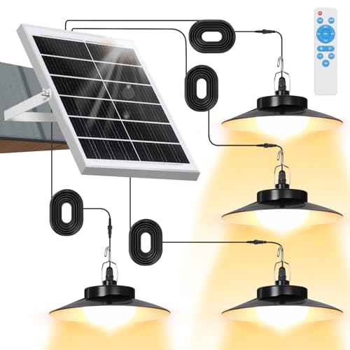 Solarlampen Außen mit Bewegungsmelder Hängend, Extra Hell LED Solar Hängeleuchte Lange Betriebsdauer mit 4000mAh Akku, 5 Modi, Timer, IP65 für Garten Terrasse Balkon Innen(4 Lampe, Warmweiß) von Laybasic