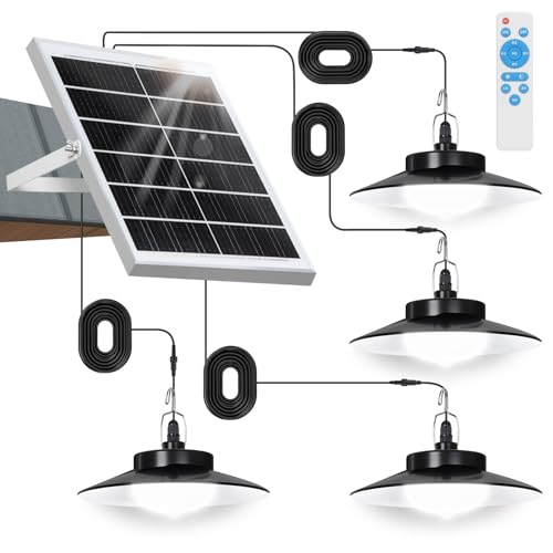 Solarlampen Außen mit Bewegungsmelder Hängend, Extra Hell LED Solar Hängeleuchte Lange Betriebsdauer mit 4000mAh Akku, 5 Modi, Timer, IP65 für Garten Terrasse Balkon Innen(4 Lampe, Weiß) von Laybasic