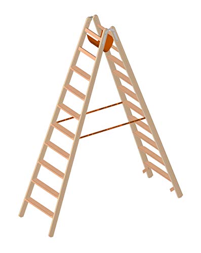 Layher Holzstehleiter - mit 10 Stufen; Holzleiter mit 80mm breiten Stufen, beidseitig begehbar; Länge 2,62 m Layher Holzstehleiter - mit 10 Stufen; Holzleiter mit 80mm breiten Stufen, beidseitig begehbar; Länge 2,62 m von Layher