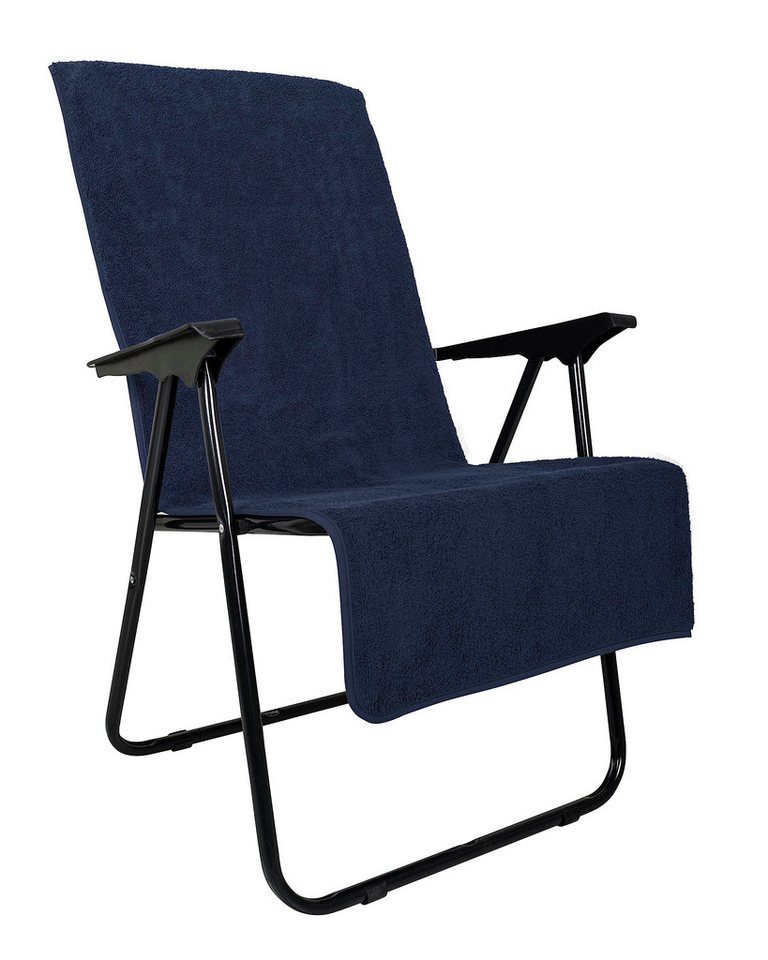 Laynenburg Handtuch 2er-Set Frottee Schonbezug Gartenstuhl 100% Baumwolle blau, Baumwolle (2-St), Handtuch-Bezug Hochlehner - Stuhl-Bezug mit Umschlag für Campingstuhl von Laynenburg