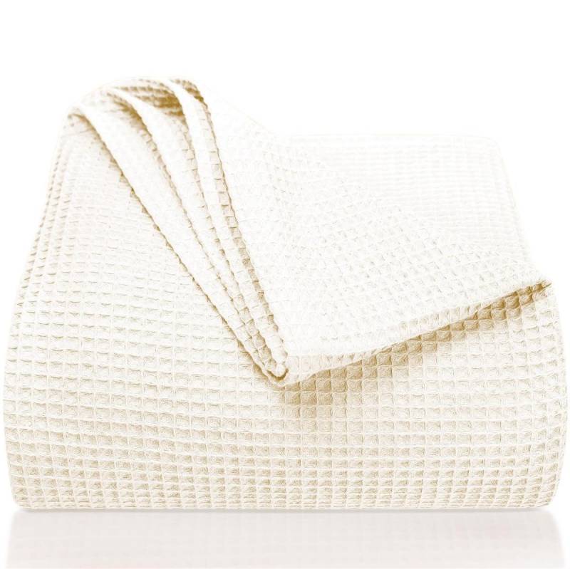 Laynenburg Tagesdecke Waffelpique aus 100% Baumwolle – Baumwolldecke, Kuscheldecke, Wohndecke als Sommerdecke, Bett-Überwurf, Couch-Überwurf, Sofa-Decke von Laynenburg