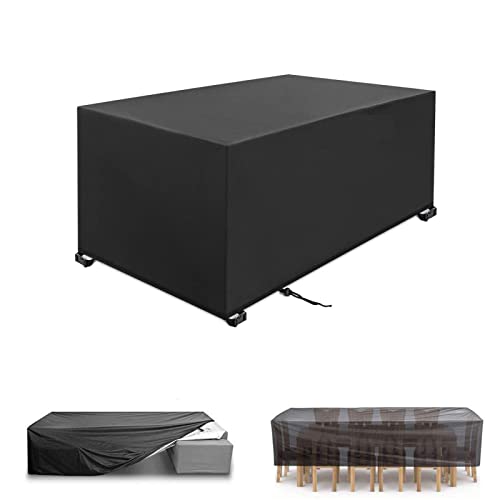 Abdeckung für Gartenmöbel,90x80x70cm Schwarz Rechteckig Gartenmöbel Schwerlast 420D Oxford Schutzhülle Schnallen und Spannkordel für alle Jahreszeiten Wasserdicht nti-UV Schutzhülle von Layoomiety