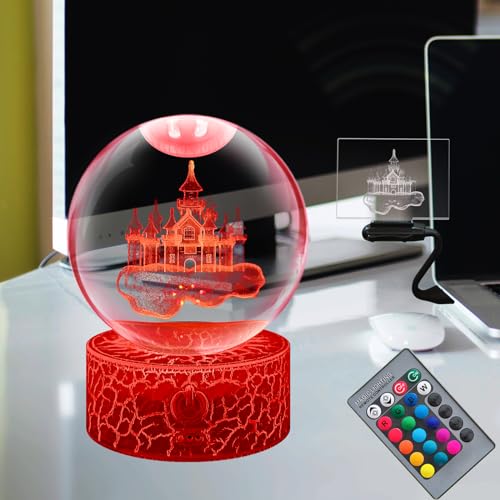 Laysinly 3D Glow Glas klar Kristallkugel mit Stand Schloss Prinzessin Mädchen USB-Basis Remote RGB 16 Farbe ändern 4 Modus Dimmen Schreibtisch Kinderzimmer Lampe Christams Kinder 3,15 Zoll Laysinly 3D Glow Glas klar Kristallkugel mit Stand Schloss Prinzessin Mädchen USB-Basis Remote RGB 16 Farbe ändern 4 Modus Dimmen Schreibtisch Kinderzimmer Lampe Christams Kinder 3,15 Zoll von Laysinly