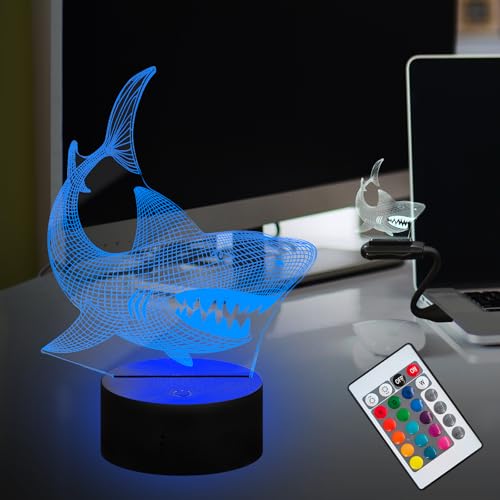 Laysinly Hai Ozean Fisch für Kind 3D Visual LED Nachtlicht USB Touch Fernbedienung 16 Farbe Dimmbar USB Basis Batteriebetrieben Zimmer Schreibtisch Dekoration Weihnachten Laysinly Hai Ozean Fisch für Kind 3D Visual LED Nachtlicht USB Touch Fernbedienung 16 Farbe Dimmbar USB Basis Batteriebetrieben Zimmer Schreibtisch Dekoration Weihnachten von Laysinly