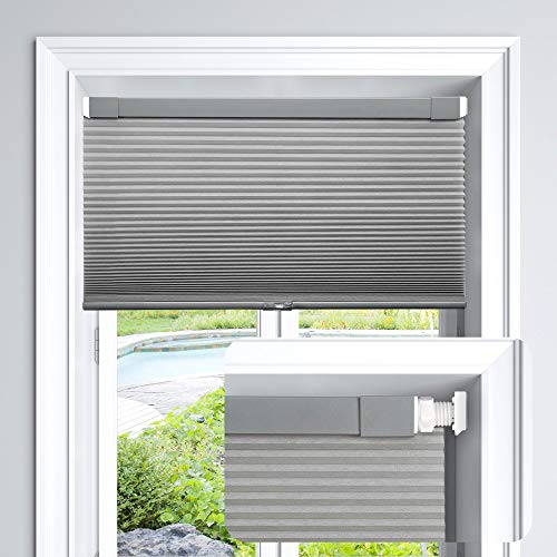 LazBlinds Jalousie, schnurlos, zellular, für Fenster, kein Werkzeug, kein Bohren, Lichtfilterung, für Fenstergröße 51 x 163 cm (B x H), Taubengrau von LazBlinds