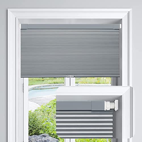 LazBlinds Jalousie, schnurlos, zellular, für Fenster, kein Werkzeug, kein Bohren, Verdunklung, für Fenstergröße 90 x 163 cm (B x H), Dunkelgrau von LazBlinds