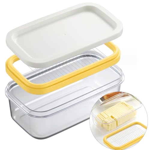 Butterdose mit Deckel und Schneider – Edelstahlschneider mit versiegeltem Silikondeckel, Behälter zum einfachen Schneiden und Aufbewahren von Stabbutter (passend für 118 ml Sticks) für Küche und von Lazdrapel